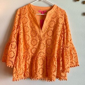 Lilly Pulitzer Bekah Eyelet Top Cantelope/Orange, S NWT